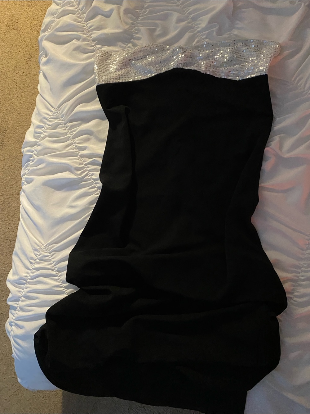 Lucy in the Sky Black Strapless Dress with Silver Sequin Trim